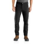 Carhartt Black 34W x 30L Men's 103340 Rugged Flex Slim Fit Duck Double Front Pant