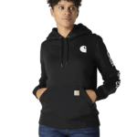 Carhartt Black Medium Women's Relaxed Fit Midweight Logo Sleeve Graphic Sweatshirt